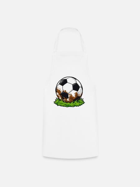 Schlammiger Fußball - Kochschürze - Weiß