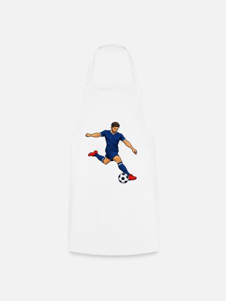Fußball-Stürmer-Kick - Kochschürze - Weiß