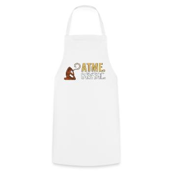 Atme. Bewege. – Rutschfeste Yoga-Fans – Yoga. - Kochschürze - Weiß - Vorne - AI Model Male 185 dark (185cm)