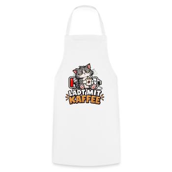 Kaffee-Ladekätzchen - Kochschürze - Weiß - Vorne - AI Model Male 185 dark (185cm)