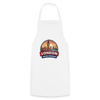 London UK Reiseabzeichen Big Ben Tower Bridge Geschenk - Kochschürze - Weiß - Vorne - AI Model Male 185 dark (185cm)