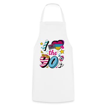 I Love the 90s Retro Nostalgie Party Spruch - Kochschürze - Weiß - Vorne - AI Model Male 185 dark (185cm)