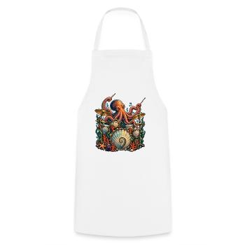 Oktopus Schlagzeuger Unterwasser Musik - Kochschürze - Weiß - Vorne - AI Model Male 185 dark (185cm)