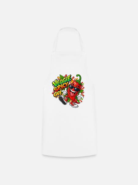Veggie Spicy Guy Cartoon - Kochschürze - Weiß