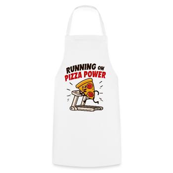 Pizza Power Laufbandheld - Kochschürze - Weiß - Vorne - AI Model Male 185 dark (185cm)