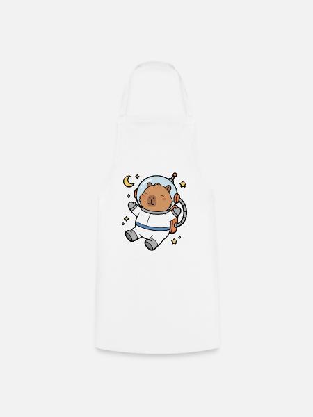 Niedliche Capybara-Astronautin schwebt im Weltraum - Kochschürze - Weiß