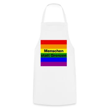 MENSCHEN STATT GRENZEN. BOTSCHAFT GEGEN RECHTS - Kochschürze - Weiß - Vorne - AI Model Male 185 dark (185cm)