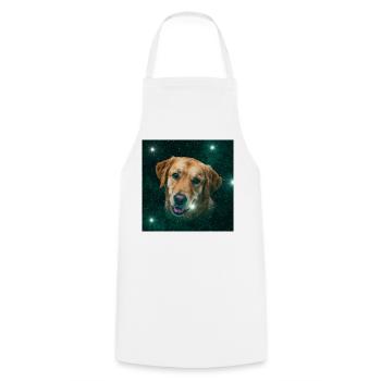 Weltraumhund Sternenpfote - Kochschürze - Weiß - Vorne - AI Model Male 185 dark (185cm)