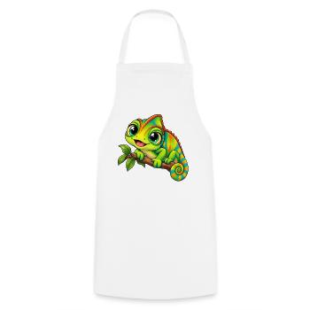 Chamäleon Kawaii Style – Süßes Reptil - Kochschürze - Weiß - Vorne - AI Model Male 185 dark (185cm)