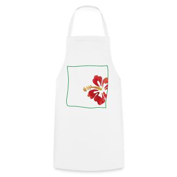 Hibiskus minimalistisch - Kochschürze - Weiß - Vorne - AI Model Male 185 dark (185cm)