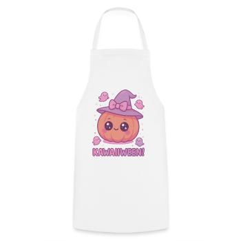 Kawaiiween Kürbishexe - Kochschürze - Weiß - Vorne - AI Model Male 185 dark (185cm)