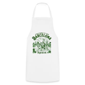 The Welcome To Barcelona Spain Catalan Cityscape - Kochschürze - Weiß - Vorne - AI Model Male 185 dark (185cm)