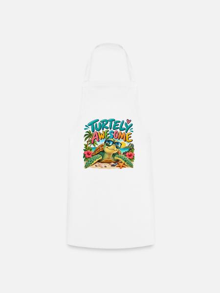 Turtely Awesome Beach Turtle - Kochschürze - Weiß