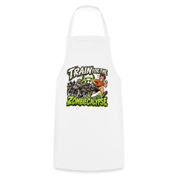 Zombiecalypse – Lauftraining mit Zombiehorde - Kochschürze - Weiß - Vorne - AI Model Male 185 dark (185cm)