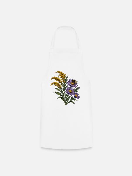 Goldrute-Aster-Hummel - Kochschürze - Weiß