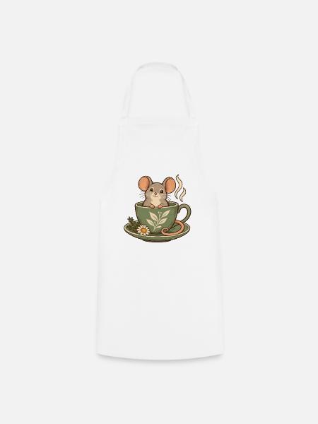 Maus in der Teetasse - Kochschürze - Weiß