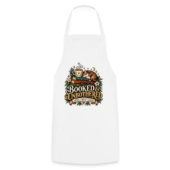 Booked Unbothered - Kochschürze - Weiß - Vorne - AI Model Male 185 dark (185cm)