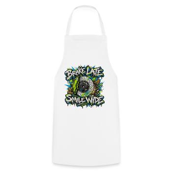 Bremse Zu Spät Graffiti Disk - Kochschürze - Weiß - Vorne - AI Model Male 185 dark (185cm)