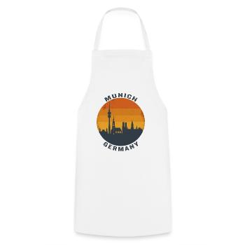 München, Deutschland Retro Skyline - Kochschürze - Weiß - Vorne - AI Model Male 185 dark (185cm)