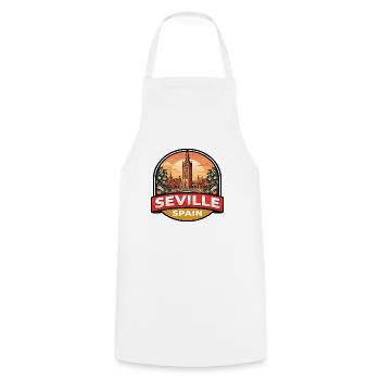 Sevilla, Spanien Reiseabzeichen Plaza de España Geschenk - Kochschürze - Weiß - Vorne - AI Model Male 185 dark (185cm)