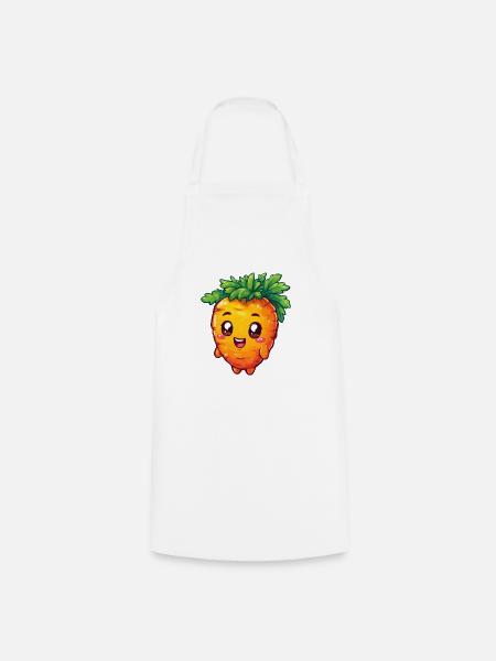 Kawaii Karotte mit Fröhlichem Gesicht - Kochschürze - Weiß