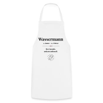 Sternzeichen Wassermann – Datum & Eigenschaften - Kochschürze - Weiß - Vorne - AI Model Male 185 dark (185cm)