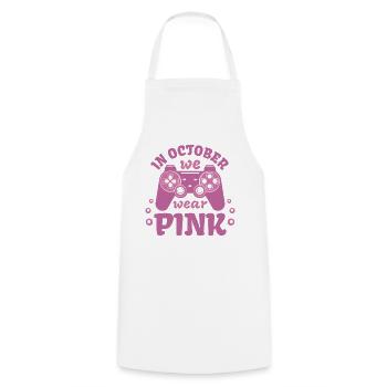 Octobre Rose Gaming Wear Pink October Gamer Krebs - Kochschürze - Weiß - Vorne - AI Model Male 185 dark (185cm)
