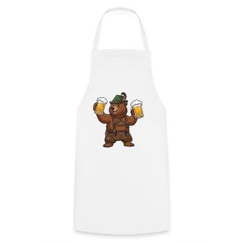 Bierbär Bayerische Tradition Tracht Lederhose Bier - Kochschürze - Weiß - Vorne - AI Model Male 185 dark (185cm)
