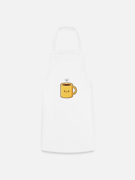Süße Kawaii-Kaffeetasse Happy Heart Dampf - Kochschürze - Weiß