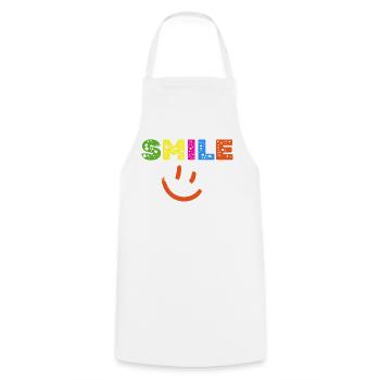 Smile Farbexplosion, Gute Laune Shirt, Statement  - Kochschürze - Weiß - Vorne - AI Model Male 185 dark (185cm)