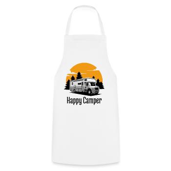 Happy Camper, Produkte für Camping Liebhaber - Kochschürze - Weiß - Vorne - AI Model Male 185 dark (185cm)