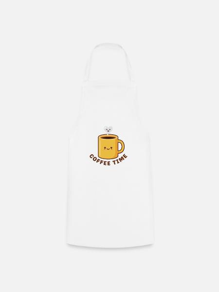 Kawaii Kaffeezeit süße gelbe Tasse - Kochschürze - Weiß
