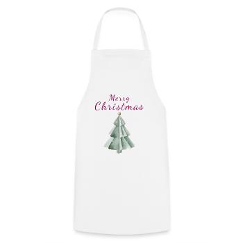 Minimalistischer Weihnachtsbaum Aquarell Tannenbau - Kochschürze - Weiß - Vorne - AI Model Male 185 dark (185cm)