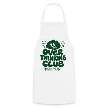 Over Thinking Club – Meetings All Day - Kochschürze - Weiß - Vorne - AI Model Male 185 dark (185cm)