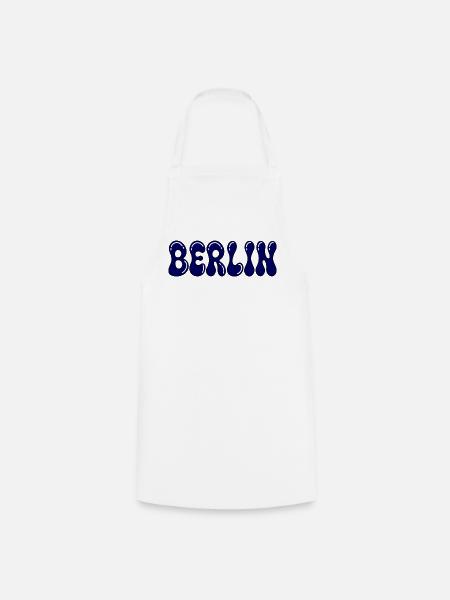 Berlin Typo Blob Blue - Kochschürze - Weiß
