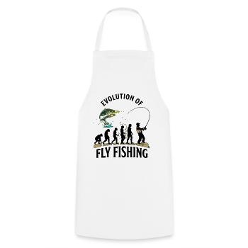 Evolution Fliegenfischerhumor - Kochschürze - Weiß - Vorne - AI Model Male 185 dark (185cm)