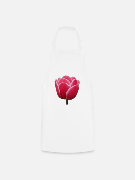 Rosa Tulpenblüte - Kochschürze - Weiß