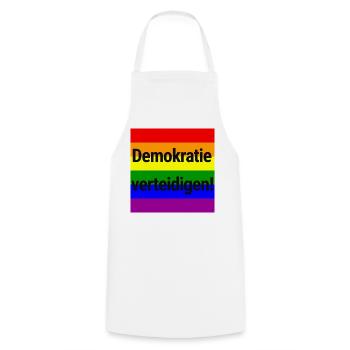 DEMOKRATIE VERTEIDIGEN REGENBOGEN STATEMENT, NOAFD - Kochschürze - Weiß - Vorne - AI Model Male 185 dark (185cm)