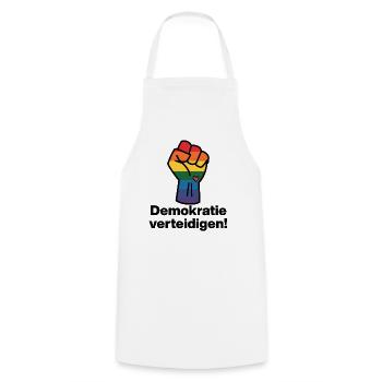 DEMOKRATIE VERTEIDIGEN REGENBOGEN STATEMENT, NOAFD - Kochschürze - Weiß - Vorne - AI Model Male 185 dark (185cm)