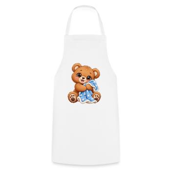 Teddybär mit Kawaii-Decke - Kochschürze - Weiß - Vorne - AI Model Male 185 dark (185cm)