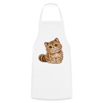 Britisch Kurzhaar Golden Tabby Kawaii Style - Kochschürze - Weiß - Vorne - AI Model Male 185 dark (185cm)