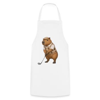Capybara spielt Golf  - Kochschürze - Weiß - Vorne - AI Model Male 185 dark (185cm)