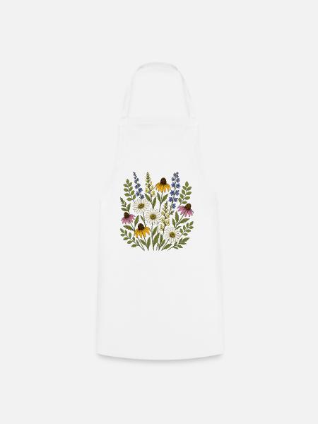 Gänseblümchen, Sonnenhut und Wildblumen - Kochschürze - Weiß