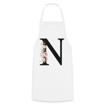 N Buchstabe Monogram Floral - Kochschürze - Weiß - Vorne - AI Model Male 185 dark (185cm)