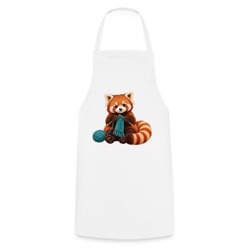 Roter Panda mit türkisfarbenem Schal stricken - Kochschürze - Weiß - Vorne - AI Model Male 185 dark (185cm)