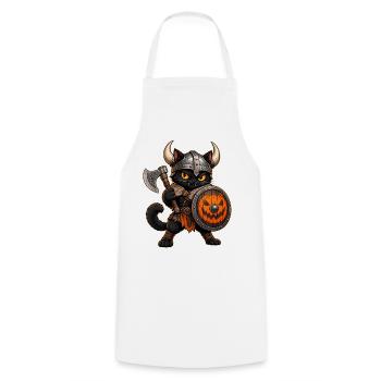 Halloween-Wikingerkatze - Kochschürze - Weiß - Vorne - AI Model Male 185 dark (185cm)