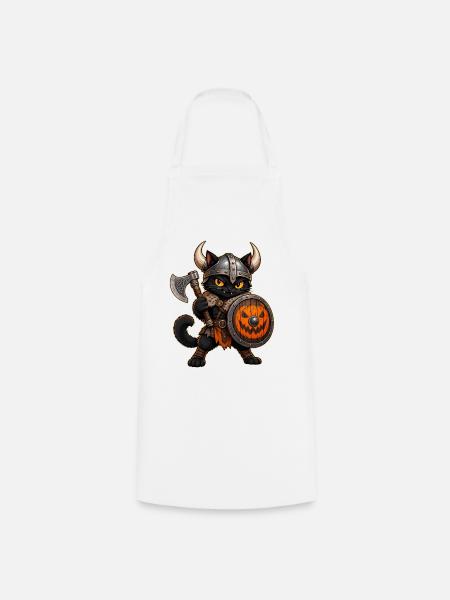 Halloween-Wikingerkatze - Kochschürze - Weiß