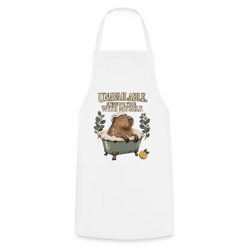 Unavailable – Zeit für mich mit Capybara - Kochschürze - Weiß - Vorne - AI Model Male 185 dark (185cm)