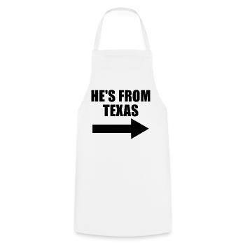 Er kommt aus Texas. Arrow Right Couples. Er kommt  - Kochschürze - Weiß - Vorne - AI Model Male 185 dark (185cm)