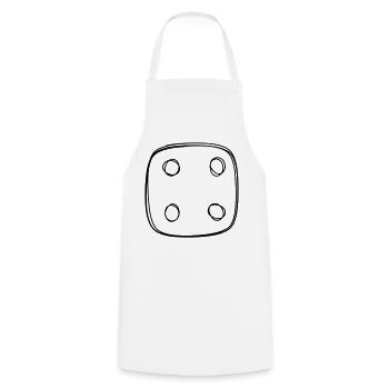 Spielwürfel handgezeichnet - Kochschürze - Weiß - Vorne - AI Model Male 185 dark (185cm)